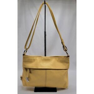 Tignanello Leather Yellow Shoulder Crossbody Purse Handbag Attached Wallet